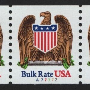 Scott# 2602 "EAGLE/SHIELD" PNC5, PLATE# A77777, NICELY CENTERED
