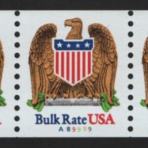 Scott# 2602 "EAGLE/SHIELD" PNC5, PLATE# A89999, NICELY CENTERED