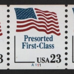 Scott# 2605 "US FLAG" PRESORTED PNC5 PLATE# A111, NICELY CENTERED