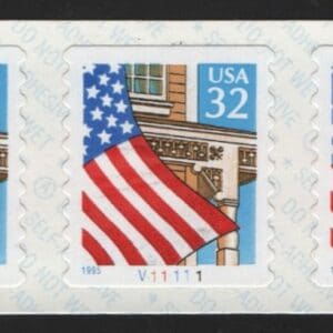 Scott# 2915 "FLAG OVER PORCH" MNH PNC5 P# V11111, NICELY CENTERED