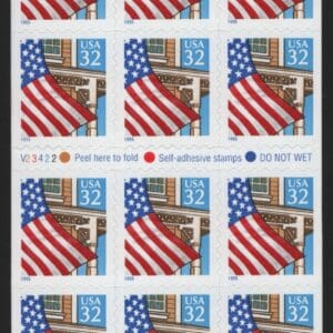 Scott# 2920a "FLAG OVER PORCH" BOOKLET PANE (20) SCARCE P# V23422