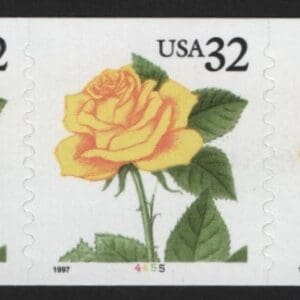 Scott# 3054 "YELLOW ROSE" 1997 DATE PNC(3) PLATE # 4455 S/A