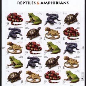 Scott# 3814-18 "REPTILES & AMPHIBIANS" FULL SHEET (20) SEALED PKG