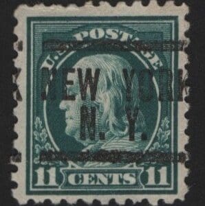 Scott# 434 "FRANKLIN" USED PERF 10, NEW YORK, NY PRECANCEL