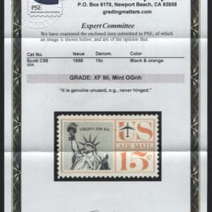 Alternative view of Scott# C58 "STATUE of LIBERTY" MNH WITH PSE CERT, GRADED 90