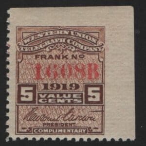 Scott# 16T55 "WESTERN UNION TELEGRAPH" MNH