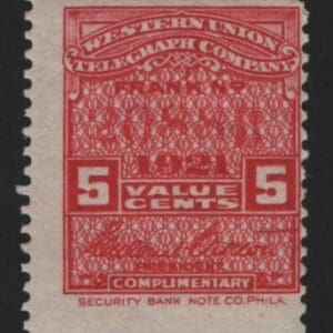 Scott# 16T59 "WESTERN UNION TELEGRAPH CO." MNH