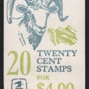 Alternative view of Scott# 1949 BK142 "BIGHORN SHEEP" MNH BOOKLET (20) PLATE# 9
