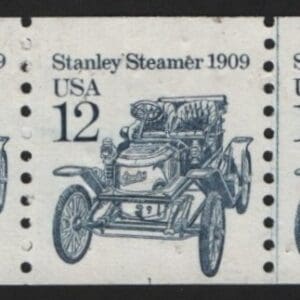Scott# 2132 "STANLEY STEAMER"USED PNC3, PLATE# 1 + LINE PAIR