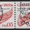 Scott# 2454 CANOE USED PAIR, CDS & STAMP COLLECTING SLOGAN CANCEL