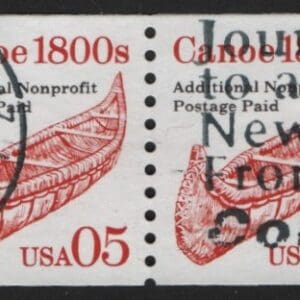 Scott# 2454 CANOE USED PAIR, CDS & STAMP COLLECTING SLOGAN CANCEL