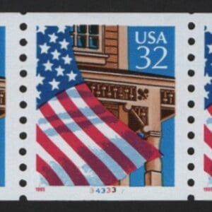 Scott# 2913 "FLAG OVER PORCH" MNH PNC5 P#34333, LOW GLOSS GUM