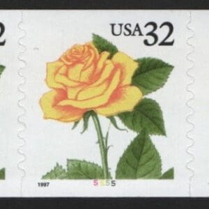 Scott# 3054 "YELLOW ROSE" 1997 DATE S/A PNC7 PLATE # 5555