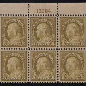 Scott# 508 "FRANKLIN" MNH PLATE BLOCK (6) VERY WELL CENTERED