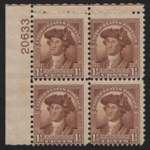 Scott# 706 "WASHINGTON BICENTENNIAL" PLATE BLOCK (4) MINT NO GUM