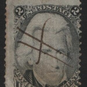 Scott# 93 "JACKSON" "F" GRILL WITH A PEN CANCEL, AVG CENTERING