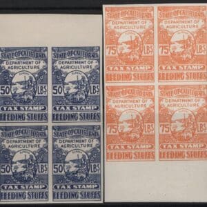 CALIFORNIA FEEDING STUFFS REVENUE BLOCKS (4) MNH, NICELY CENTERED