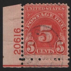 Scott# J83b "POSTAGE DUE", USED WET PRINTED PLATE # SINGLE