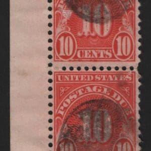 Scott# J84 "POSTAGE DUE" USED VERTICAL STRIP(4) W/PLATE # 20619