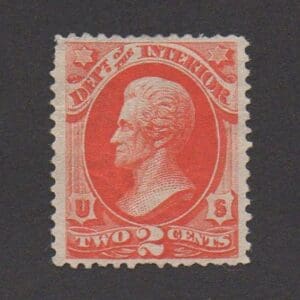 Scott# O16 INTERIOR DEPT "JACKSON" MINT, NO GUM, NICELY CENTERED