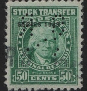 Scott# RD148 "WM. J. DUANE" USED STOCK TRANSFER WITH PERFIN