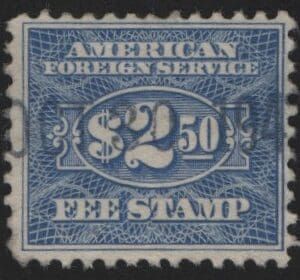 Scott# RK36 "REVENUE" AMERICAN FOREIGN SERVICE FEE, USED