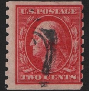 Scott# 393 "WASHINGTON" USED VERTICAL COIL, PARTIAL DUPLEX CANCEL