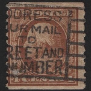 Scott# 495 "WASHINGTON" USED ROTARY PRESS, SLOGAN CANCEL