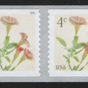 Scott# 6045 "ANGEL'S TRUMPETS" MNH COIL PAIR, NICELY CENTERED