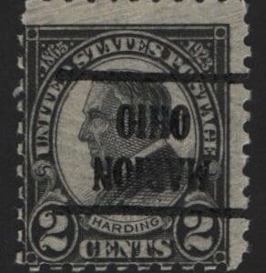 Scott# 612 "HARDING" MEMORIAL ISSUE, USED, MARION OHIO PRECANCEL