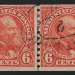 Scott# 723 GARFIELD USED COIL LINE PAIR, ST LOUIS DBL OVAL CANCEL