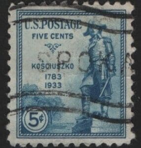 Scott# 734 "GENERAL KOSCIUSZKO" USED SINGLE, NICELY CENTERED