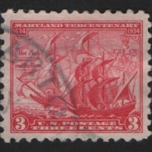 Scott# 736 "MARYLAND TERCENTENARY" USED SINGLE, NICELY CENTERED