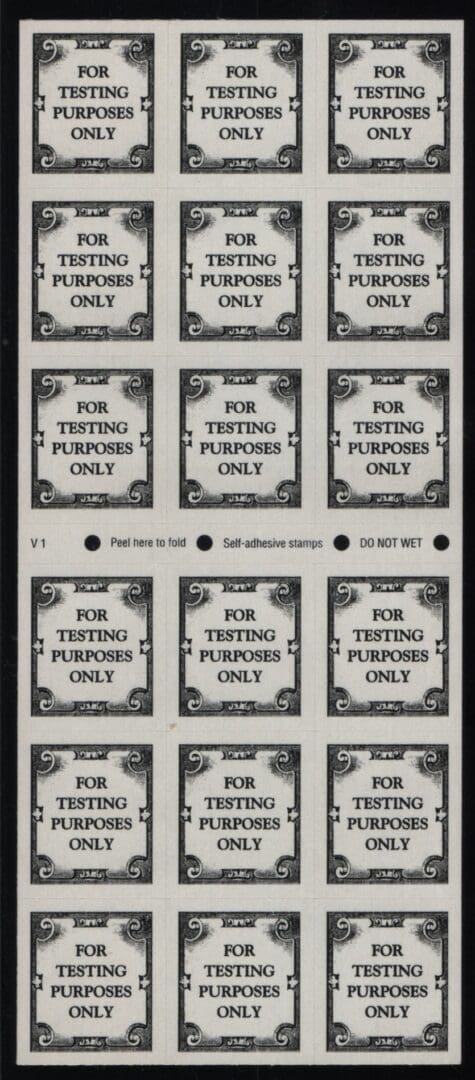 Scott# TDB90a "TEST BOOKLET" MNH PANE (18) VERY NICELY CENTERED