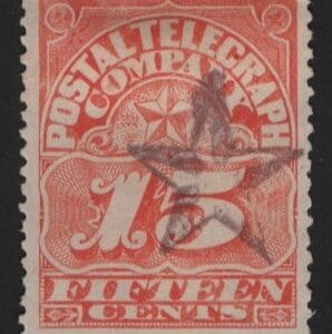 Scott# 15T2 "POSTAL TELEGRAPH CO." USED, FIVE POINT STAR CANCEL