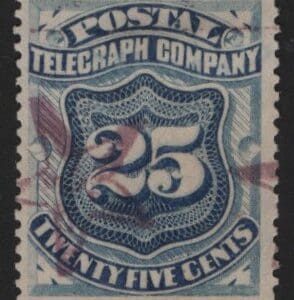 Scott# 15T3 "POSTAL TELEGRAPH CO." USED, FIVE POINT STAR CANCEL