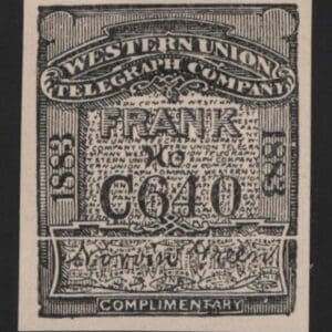 Scott# 16T13 "WESTERN UNION TELEGRAPH CO." MINT, IMPERFORATE