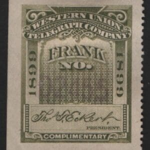Scott# 16T29 "WESTERN UNION TELEGRAPH CO." USED, NICELY CENTERED