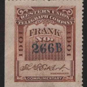 Scott# 16T31 "WESTERN UNION TELEGRAPH CO." USED, NICELY CENTERED