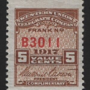 Scott# 16T51 "WESTERN UNION TELEGRAPH CO." MINT, NICELY CENTERED