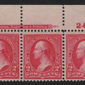 Scott# 267 "WASHINGTON" TYPE III, MNH PLATE # & INSCRIPTION STRIP