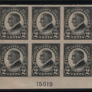 Scott# 611 WARREN HARDING MINT IMPERFORATE LOWER PLATE BLOCK (6)