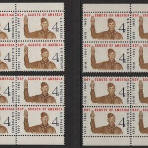 Scott# 1145 "BOY SCOUTS 50TH YEAR" MNH MATCHED SET P# 26535