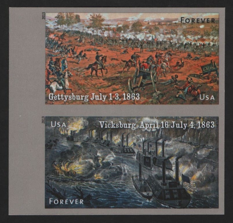 Scott# 4787-88 "CIVIL WAR 1863" NO DIE CUT VERTICAL PAIR, MNH