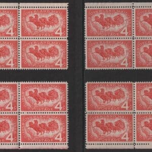 Scott# 1120 "OVERLAND MAIL" MNH MATCHED PLATE BLOCKS (4) P#26159