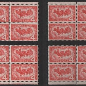 Scott# 1120 "OVERLAND MAIL" MNH MATCHED PLATE BLOCKS (4) P#26161