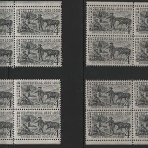 Scott# 1130 SILVER CENTENNIAL MNH MATCHED PLATE BLOCKS(4) P#26357