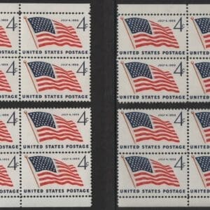 Scott# 1132 "49 STAR FLAG" MNH MATCHED PLATE BLOCKS (4) P# 26344