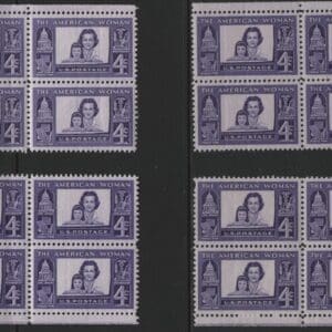 Scott# 1152 "AMERICAN WOMEN" MNH MATCHED PLATE BLOCKS (4) P#26646