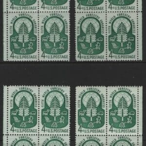 Scott# 1156 FORESTRY CONGRESS MNH MATCHED PLATE BLOCKS(4) P#26686